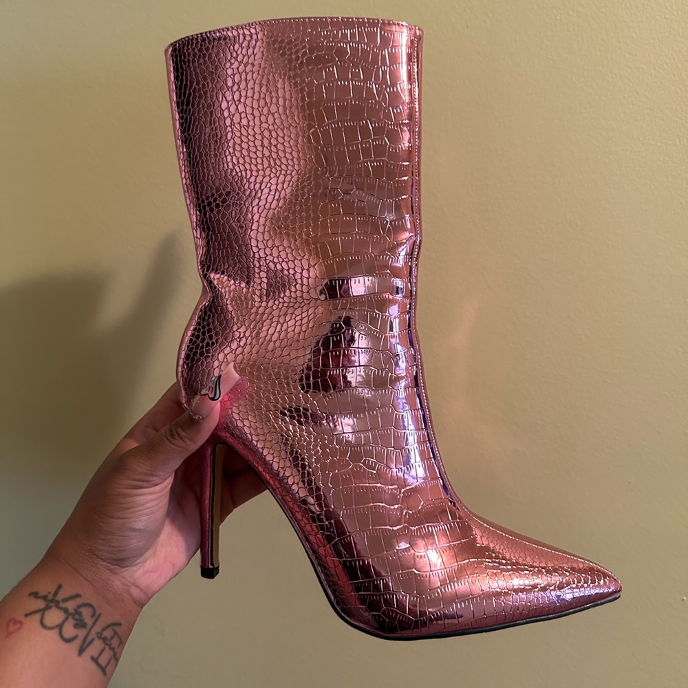 Metallic pink boots